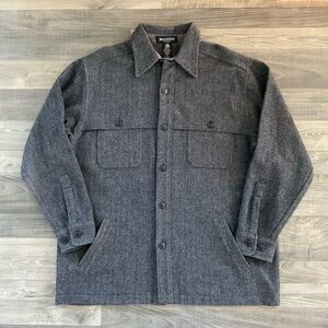 VTG Brandini 100% Wool Cape Coat Men’s MEDIUM Gray Herringbone Woolmark Shacket